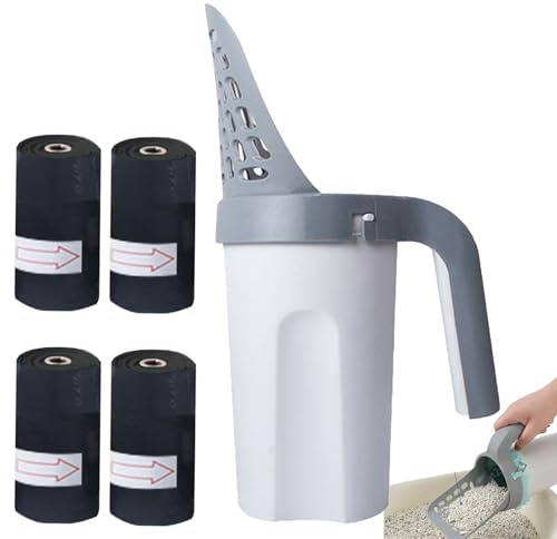 Generisch Scoop Litière pour chat – Ne colle pas – Excréments confortables pour chat avec sac poubelle | Sacs poubelle efficaces | Pelle pratique pour la chambre de voyage et le salon