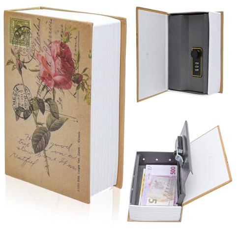 Coffre-fort à livre avec serrure à combinaison – coffre livre secret caché pour argent, bijoux, clés – boîte de sécurité portable pour maison, bureau et voyage