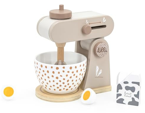Personnalisable Robot de Cuisine en Bois Nougat – avec Fonction mixeur & Bol mélangeur & favorise la créativité – pour Enfants à partir de 3 Ans – personnalisé avec Le prénom – Label Label