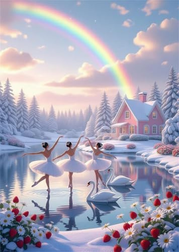Jigsaw Puzzles for Adults 1000 piece,Rainbow Cottage Ballerina puzzles for adults,Classic Educational Games DIY Handwork Puzzle for Home Decor Gift