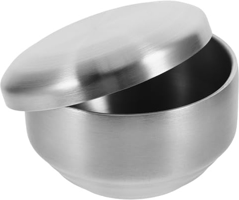 FIXOSHEE Bol à Savon Rasage Homme Inox avec Couvercle Bol Mousse Rasage et Élégant pour Salle de Bain Surface Lisse Facile à Nettoyer Design Moderne pour Usage Domestique