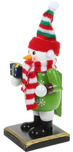 DECORNIJIA Schiaccianoci Pupazzo di Neve in Legno 16 CM Decorazione Natalizia da Tavolo Ornamento Marionetta Regalo per Atmosfera Festa Natale