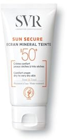 LABORATOIRE SVR - Protection Solaire Minérale Teintée SPF 50+ Confort Peaux Sensibles, Tube 50 ml - Lot De 2