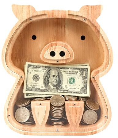 Spardose Holz, Sparschwein, Spardose Kinder, Spardose Personalisiert, Holz, Schweinchen, 26 * 22 * 3 cm, Dekoration, Geeignet Für Geburtstage, Geschenke, Kindertag, Geeignet Für Männer Und Frauen