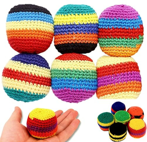 Hacky Sack Ball - Footbag Sack Set - Haggysack - Hackisack Bälle - Häckisäck - Kickbälle - Jonglierbälle or Outdoor Indoor Party Games, Balance & Coordination Training (6er Set)