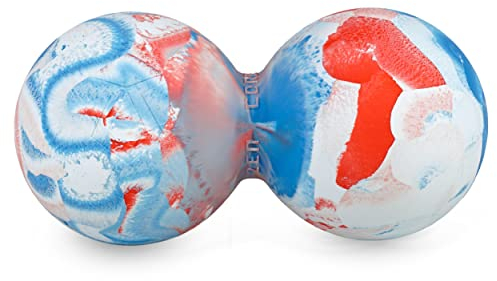 Zen Core Massage Duoball Original - Twinball Faszienrolle aus Lacrosseball Hartgummi in der Farbe Weiß/Rot/Blau, Größe 13 x 6 cm geeignet für Triggerpunkt- & Faszienmassage/Physiotherapie