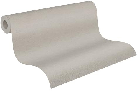 A.S. Création Vliestapete mit Textilstruktur - helle Uni-Tapete in Grau, Beige 10,05 m x 0,53 m - 306894