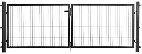 Eider Doppelflügeltor in anthrazit, 300 x 80 cm (B x H), zum Anschluss an Stabmattenzäune inkl. Befestigungsmaterial