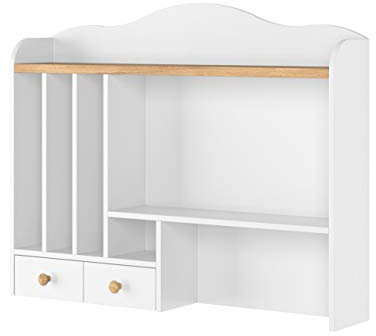 Mirjan24 Schreibtischaufsatz Story SO04 für Schreibtisch Story SO03, im skandinavischen Stil, Jugendzimmer, Kinderzimmer (Weiß + Eiche Nash)
