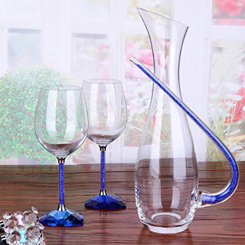 CXK Copa de Vino Copas de champán Copas de Vino Transparentes decoración del hogar Boda, Conjunto Azul