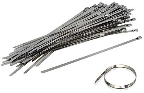 LEDLUX 100 Colliers en acier inoxydable largeur 4,6 mm Serre-tuyau métallique inoxydable grade 304 pour attacher des fils de câbles de tuyaux (350mm)