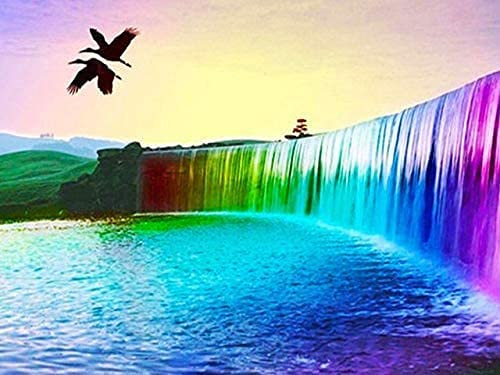 DIY 5D Diamond Painting Bild Kits Full Drill Bunter Wasserfall Groß Diamant Malerei nach Zahlen Kit Kunst Voll Dot Crystal Strass Mosaik Stickerei Kreuzstich Handwerk für Home Wanddekoration 30x50cm