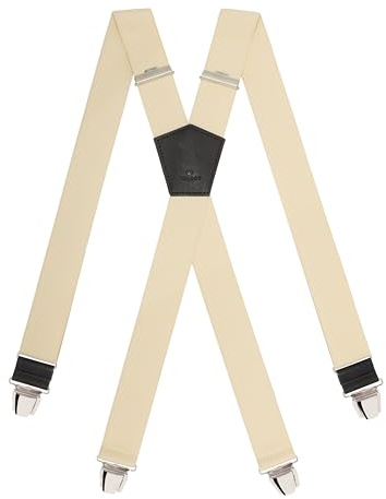 Pierrot Herren Hosenträger Breit und Vintage Premium - Made in Germany/France - Verstärktes Gummiband & Lederbeschläge mit Extra Starken Metallclips - Verstellbare Länge bis 130cm