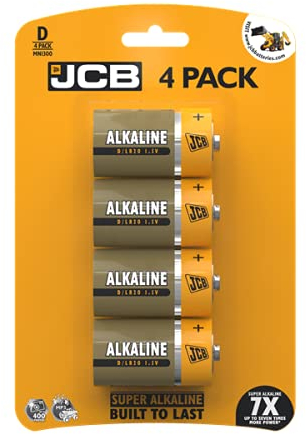 S12110 JCB D Size Super Alkaline Batteries - Pack of 4