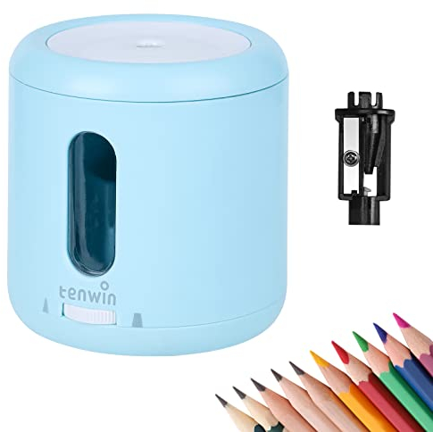 tenwin Electric Pencil Sharpener, Classroom Pencil Sharpener Dia 6-8mm, Fast Sharpen, USB Or Battery Operated Automatic Pencil Sharpener for School/Home/Office/Studio