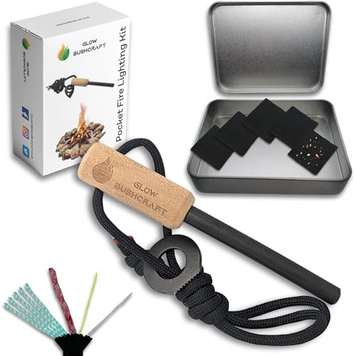 Flint and Steel Fire Starting Kit | Ferro Rod and Fire Striker | Firestarter for Bushcraft and EDC | Fire Steel and Flint | Survival Fire Lighter Stick | Emergency Fire Starter