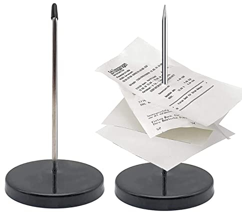 Bymivofun 2 Stück Zettelhalter Bonspießer, Notizspikes, Papierspikehalter mit Rundfuß, für Restaurantküche Büro Hotel (Schwarz)