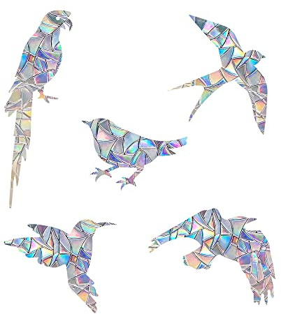 Prisma-Fensteraufkleber für Vogelschläge, Anti-Kollisions-Aufkleber, verhindert, dass Vögel in Fenster fliegen, (Vögel, 15 Stück)