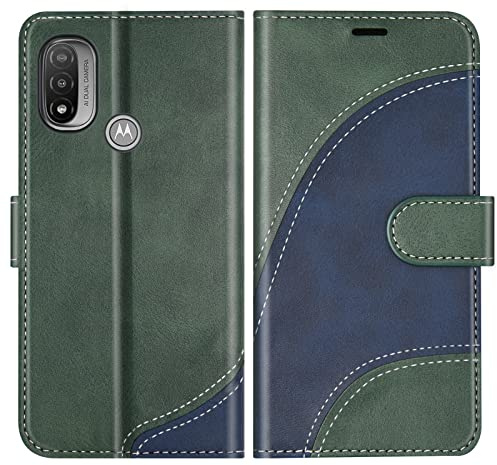 BoxTii Funda para Moto E20 / Moto E30 / Moto E40, Funda de PU Cuero para Moto E20 / Moto E30 / Moto E40, Magnético Carcasa Libro con Ranuras para Tarjetas, Verde