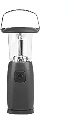 Lámpara solar LED con manivela de mano, linterna dinamo al aire libre, camping, senderismo, caza, equipo (negro)