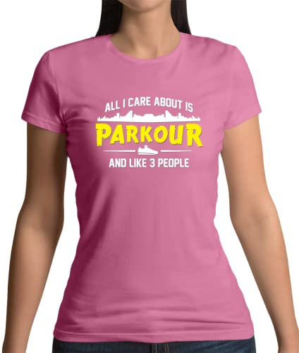 Dressdown All I Care About is Parkour - Womens Crewneck T-Shirt - Azalea - Small