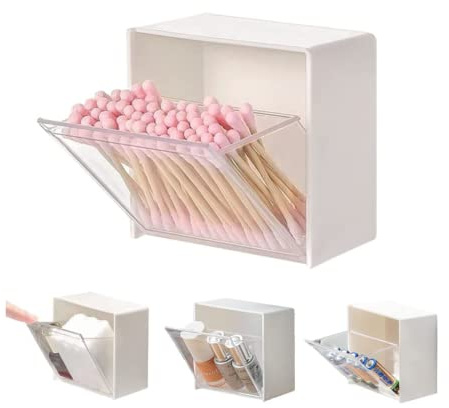 Ailovone Wand Halterung Organisator Aufbewahrungsbox 4 Stück Make up Organizer Wandbox transparente Acryl Container Box für Bad Büro Wattestäbchen Kosmetik Wattepad (4pcs)