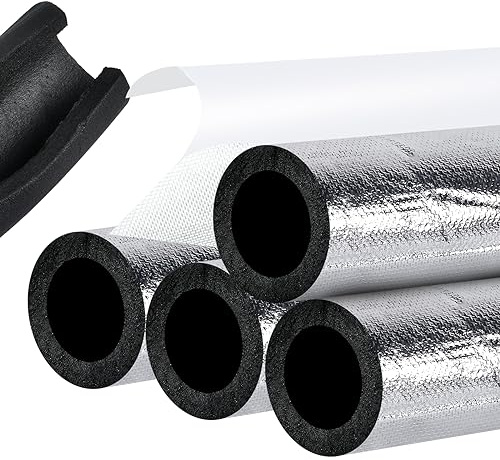 Worldity 4 Pack Insulation Tubes 2 Inch, Pre-Slit Self-Adhesive Insulation Wrap, Highly Insulated for Copper Pipe, AC Line, Sprinkler (20mm Thick)
