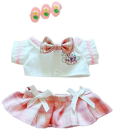niannyyhouse 20cm Plüsch Puppe Kleidung Haarnadel Hemd Rock Jk Uniform Set 8 Weiche Gefüllte Plüsch Spielzeug Dress Up Zubehör (Pink)