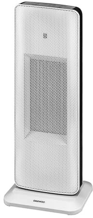 Daewoo 2000W Fan Heater, Ceramic PTC Fan Heater With Adjustable Heat And Wide Angle Oscillation, Timer Settings With Indication Light, Tip Over Safety, Digital and Remote Control, White