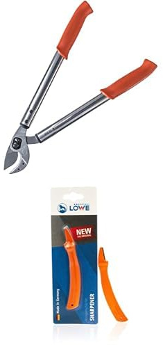 Original LÖWE Set bestehend aus großer Jagdschere 22.150 zum Aufbrechen und Zerwirken von Knochen und Fleisch & Klingenschärfer 0022 für Gartenscheren und Industriescheren