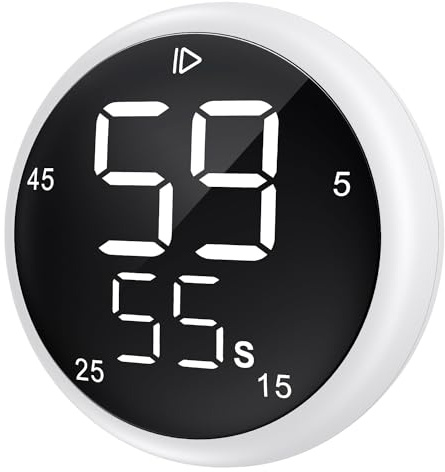 Temporizador de Cocina, Temporizador de productividad Inteligente, Temporizador Digital magnético, Temporizador de Escritorio de Aula, configuración rápida de 5 15 25 45 Minutos (Blanco)