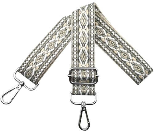 Verstellbarer Schultergurt für Taschen Damen Tragegurt, Taschengurte zum Wechseln, Taschengurt Breit 3.8cm mit Silber Karabiner, Schulterriemen für Schultertasche Handtaschen, Grau, N10