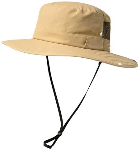 TOP-EX Herren UPF 50 Safarihut mit breiter Krempe und Sonnenbrillenhalter - UV-Schutz Fischerhut, Wasserdicht & Atmungsaktiv - Faltbarer Sonnenhut für Outdoor, Wandern, Camping, Angeln Khaki M/L