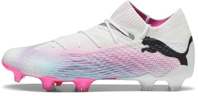 PUMA Future 7 Ultimate FG/AG Botas de fútbol, Puma blanco y negro y rosa, 37.5 EU