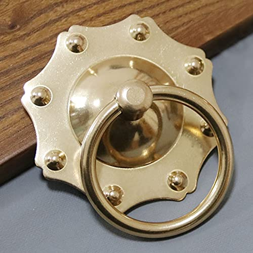 XUJIAM Haustürklopfer, Türklopfer, Antiker Ring-Türklopfer, Heller Kupfer-Türklopfer, Messing-Innenhof-Haustürgriff, rostfreie, verdickte Türklopfer