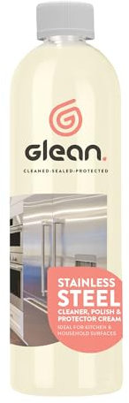 GLEAN Stainless Steel Cleaner Cream and Polish | 500ml | For Appliances, Doors & Panels | Eco-Friendly Formula | Grease Removal And Protective Shine | Ultimate Appliance Cleaner | Kitchen & Bathroom
