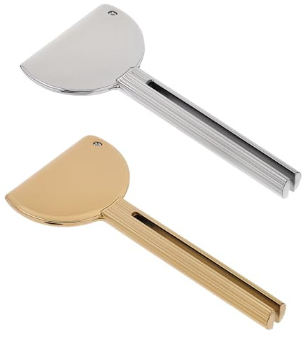 Toothpaste Squeezer 2Pcs Metal Tube Squeezer Key Stainless Steel Dispenser Roller Tube Presser Roller Tube Wringer Key Bathroom and Kitchen Gadgets for Various Tube Ointment Product (Silver Gold)