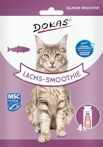 DOKAS Lachs-Smoothie – Cremiger Premium Snack für Katzen – optimal als Topping oder zur Belohnung – 8 x 120 g