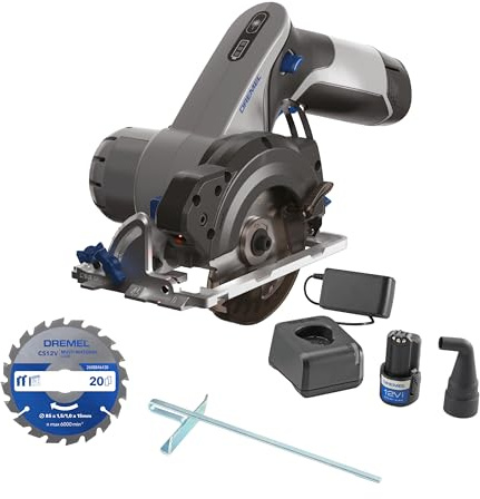 Dremel Blueprint 12V Cordless Compact Circular Saw Brushless with Laser Line Guide, Guide for Bevel Cuts, 1 Multi-Material Saw Blade, 1x 2.0 Ah Battery, Fast Charger