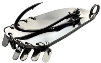 Blinker Jörg Rattle Spoon - Wels Kunstköder Blinker mit Einzelhaken, Edelstahl, Angeln, Spinnfischen, Raubfisch, Waller, Hecht, Aktives Angeln, Blinker Spinner zum Fischen (55.0, Gramm)