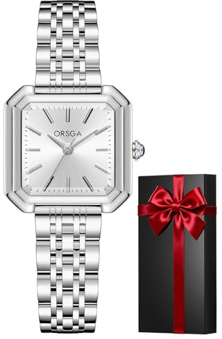 CIVO armbandsur dam analog kantig kvarts klocka för kvinnor enkel rostfritt stål vattentät damklocka vackra presenter, Silver 1353, Standard, Armband