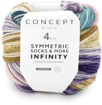 Katia Concept Symmetric Socks & More Infinity 4ply, Sockenwolle mit Farbverlauf, Strumpfwolle 4-fach, Sockengarn 4-fädig, 75% Wolle (Merino mulesingfrei), 25% Polyamid (93)