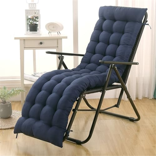Mateju Cojín para Tumbona de Jardín 55x163cm, Suave Cómodo Cojín Reclinable Colchoneta para Tumbonas, Ideal para Exterior Sillas Balcón Terraza Playa, 5 Tallas (Azul Marino,48x120cx8m)