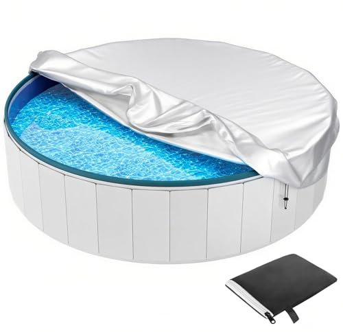 Solar Pool Covers for Inground Pools, Round Pool Cover for Above Ground Pools, Swimming Pool Cover,Cold and UV Resistant, Waterproof Dustproof and Durable,Silver,18FT/217 x8