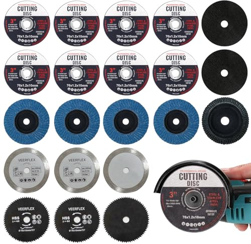 21 pièces de disques à tronçonner, disque à tronçonner 76 mm, combinaison de 4 types de meules pour le ponçage du métal, de la pierre et du ciment, adaptée à diverses exigences
