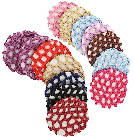 Healvian 14 Stück Häkel Haarnetz Damen Beruflich Transparentes Elastisches Mesh Für Dutt Tanz Flugbegleiter Und Hotelpersonal
