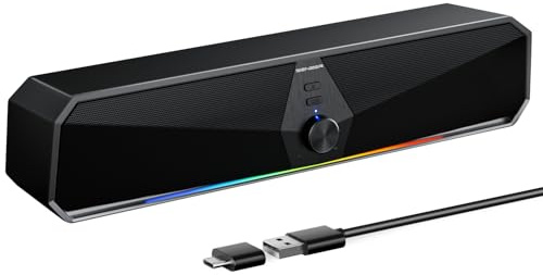 Senzer CS30 Computer Speaker for Desktop,Usb Powered Desktop Speaker with Flowing LED Bluetooth Gaming SoundBar Speaker for PC Laptop Monitor Smartphones(Not 3.5mm Jack)