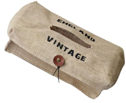 DECOMELODY Kreative Taschentuchbox aus Jute und Leder Formstabil Fein Gewebt Dekorativer Taschentuchspender für Zuhause und Hotel Braun
