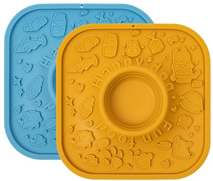 Bifeaw Lick Mat for Dogs with Suction - Dog Cat Lict Mat to Keep Them Busy - Puppy Lick Mat for Anxiety Relief (Blue and Yellow)