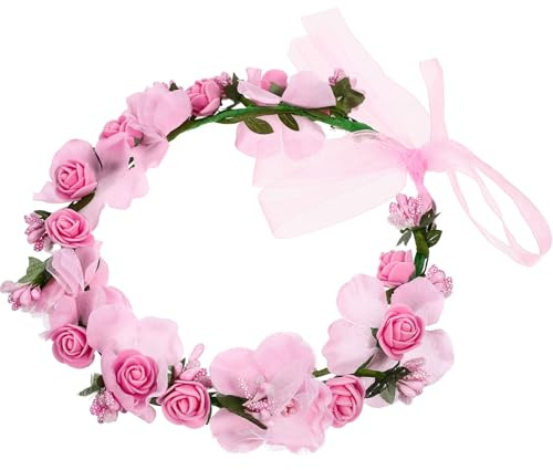 LOORGVEL Tocado de Flores Artificiales para Novia Color Rosa Adorno Floral Ligero para Boda y Fiesta Accesorio para el Cabello Femenino Adornos para Niñas y Diademas Nupciales
